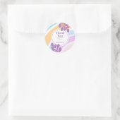 Eenvoudige moderne pastel regenboog blad dank u ronde sticker (Tas)