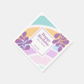 Eenvoudige moderne pastel regenboog blad verjaarda servet (Hoek)