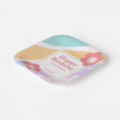 Eenvoudige moderne pastel regenboog bloem verjaard papieren bordje (Gebogen)