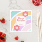 Eenvoudige moderne pastel regenboog bloem verjaard servet (Insitu)