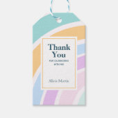 Eenvoudige moderne pastel regenboog dank u cadeaulabel (Voorkant)