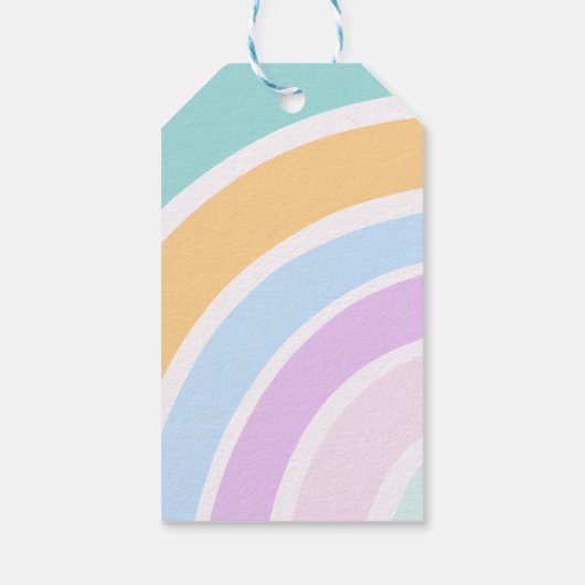 Eenvoudige moderne pastel regenboog dank u cadeaulabel (Achterkant)