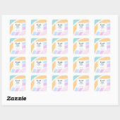 Eenvoudige moderne pastel regenboog dank u vierkante sticker (Vel)