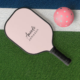 Eenvoudige Moderne Pastel Roze Monogrammed Naam Pickleball Paddle