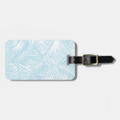 Eenvoudige moderne pastelblauwe tropische palmboom bagagelabel (Voorkant horizontaal)