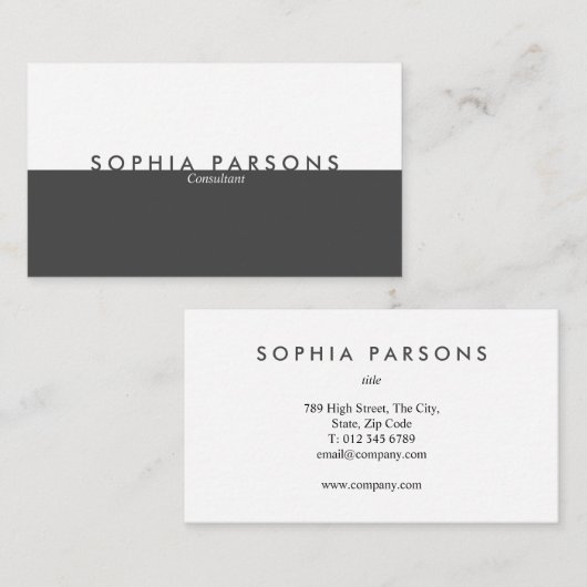Eenvoudige Moderne Pebble Grijs en Wit Professione Visitekaartje (Voorkant / Achterkant)