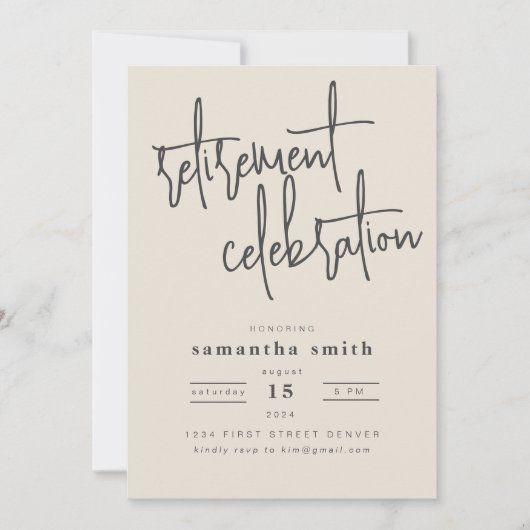 Eenvoudige moderne pensioen partij uitnodiging (Voorkant)