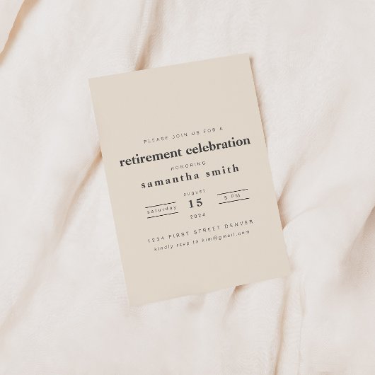 Eenvoudige moderne pensioen partij uitnodiging