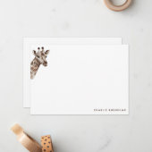 Eenvoudige, moderne, persoonlijke Giraffe Notitiekaartje (Voorkant / Achterkant in situ)