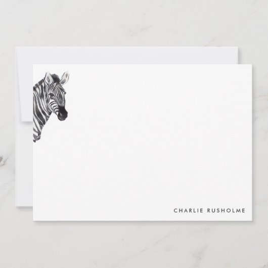 Eenvoudige, moderne, persoonlijke Zebra Notitiekaartje (Voorkant)