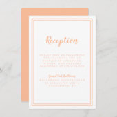 Eenvoudige moderne perzik bruiloft receptie Tradit Informatiekaartje (Voorkant / Achterkant)