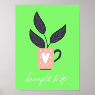 Eenvoudige moderne plant pastel poster