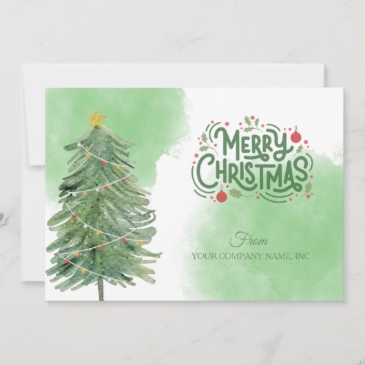 Eenvoudige Moderne Planten Zakelijke Klant Kerstmi Feestdagenkaart (Voorkant)