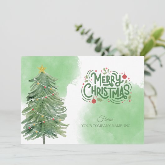 Eenvoudige Moderne Planten Zakelijke Klant Kerstmi Feestdagenkaart (Staand voorkant)