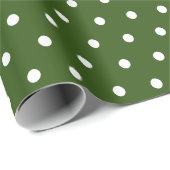 Eenvoudige Moderne Polka Dot Donkergroen en Wit Cadeaupapier (Rol Hoek)