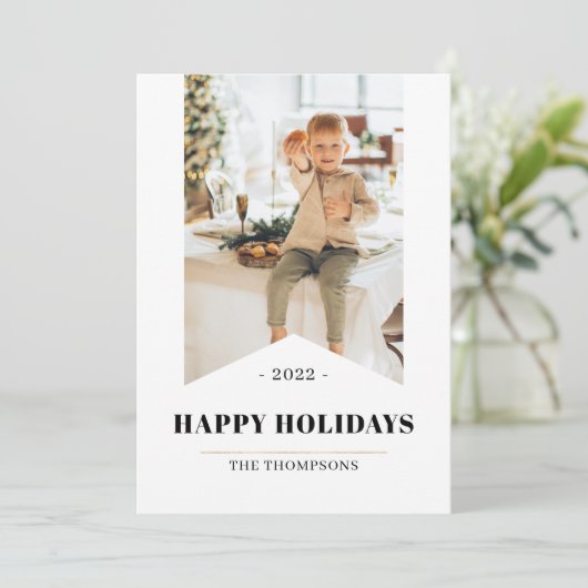 Eenvoudige, moderne Prettige feestdagen foto 2022 Feestdagenkaart (Staand voorkant)