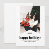 Eenvoudige, moderne Prettige feestdagen foto 2022 Feestdagenkaart (Voorkant / Achterkant)