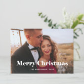 Eenvoudige, moderne, prettige kerst met foto feestdagenkaart (Staand voorkant)