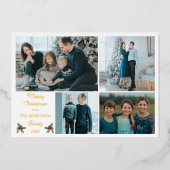 Eenvoudige, moderne, prettige kerstfoto 4 folie feestdagenkaart (Voorkant)