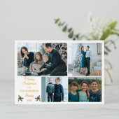 Eenvoudige, moderne, prettige kerstfoto 4 folie feestdagenkaart (Staand Voorkant)