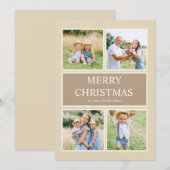 Eenvoudige, moderne, prettige kerstfoto 4-serie feestdagenkaart (Voorkant / Achterkant)