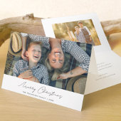 Eenvoudige, moderne, prettige kerstfotokaart feestdagen kaart