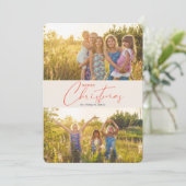 Eenvoudige, moderne proeffoto met kerstkoraal feestdagenkaart (Staand voorkant)