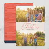 Eenvoudige, moderne proeffoto met kerstkoraal feestdagenkaart (Voorkant / Achterkant)