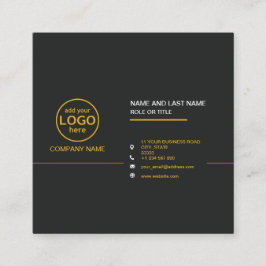 Eenvoudige moderne professionele donkere kleur voe vierkante visitekaartje