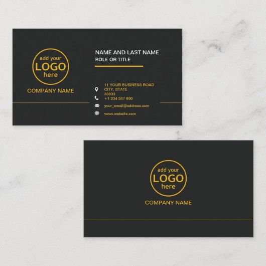 Eenvoudige moderne professionele donkere kleur voe visitekaartje (Voorkant / Achterkant)