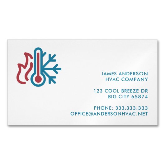 Eenvoudige, moderne, professionele HVAC-Wisselstro Magnetisch Visitekaartje (Voorkant)