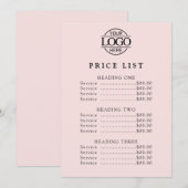 Eenvoudige Moderne Professionele Logo Menu Prijsli (Voorkant / Achterkant)