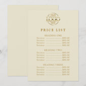 Eenvoudige Moderne Professionele Logo Menu Prijsli (Voorkant / Achterkant)