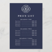 Eenvoudige Moderne Professionele Logo Menu Prijsli (Voorkant)