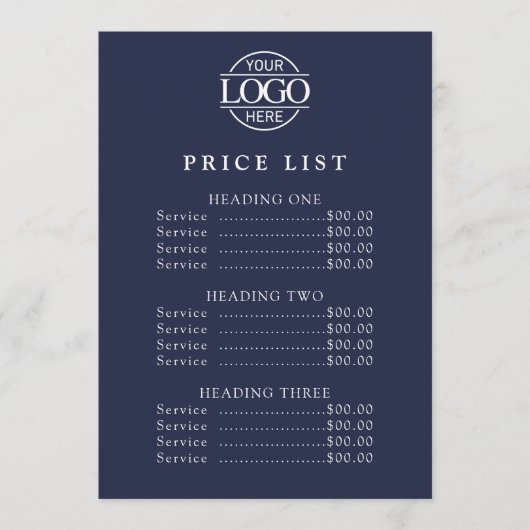 Eenvoudige Moderne Professionele Logo Menu Prijsli (Voorkant)