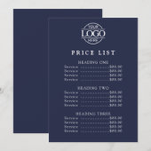 Eenvoudige Moderne Professionele Logo Menu Prijsli (Voorkant / Achterkant)
