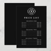 Eenvoudige Moderne Professionele Logo Menu Prijsli (Voorkant / Achterkant)