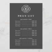 Eenvoudige Moderne Professionele Logo Menu Prijsli (Voorkant)