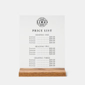 Eenvoudige Moderne Professionele Logo Menu Prijsli Acryl Bord (Voorkant)