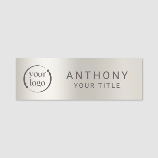 Eenvoudige moderne professionele Logo op Pearl Met Naamplaatje (Voorkant)