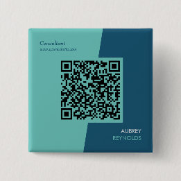 Eenvoudige Moderne Professionele QR Code Blauw Gro Vierkante Button 5,1 Cm