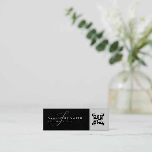 Eenvoudige, moderne professionele QR-monogrammen Mini Visitekaartje (Staand voorkant)