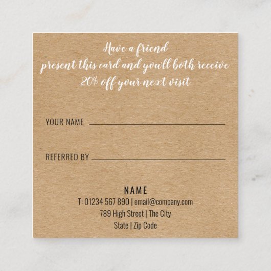 Eenvoudige Moderne Professionele Rustieke Kraft Aanbevelingskaartje (Achterkant)