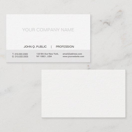 Eenvoudige, moderne, professionele, witte en grijz visitekaartje (Voorkant / Achterkant)