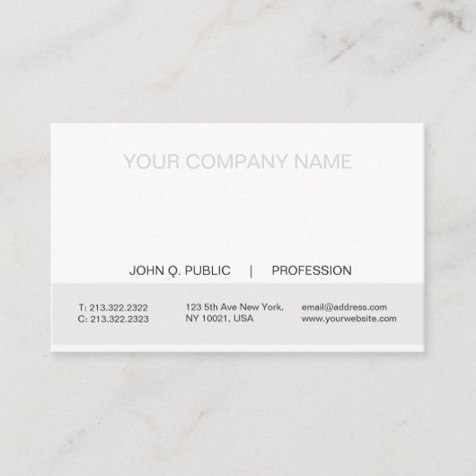 Eenvoudige, moderne, professionele, witte en grijz visitekaartje (Voorkant)