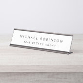 Eenvoudige moderne professionele zwarte Kantoor ti Bureau Naambordje (Voorkant)