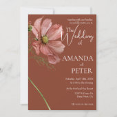 Eenvoudige Moderne QR-code Bloemen Terracotta Huwe Kaart (Voorkant)