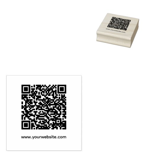 Eenvoudige moderne QR-code en website houten kunst Rubberstempel (Gestempeld)