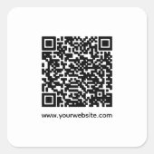 Eenvoudige moderne QR-code en website Vierkante Sticker (Voorkant)
