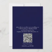 Eenvoudige moderne QR-code Floral Navy Wedding Kaart (Achterkant)